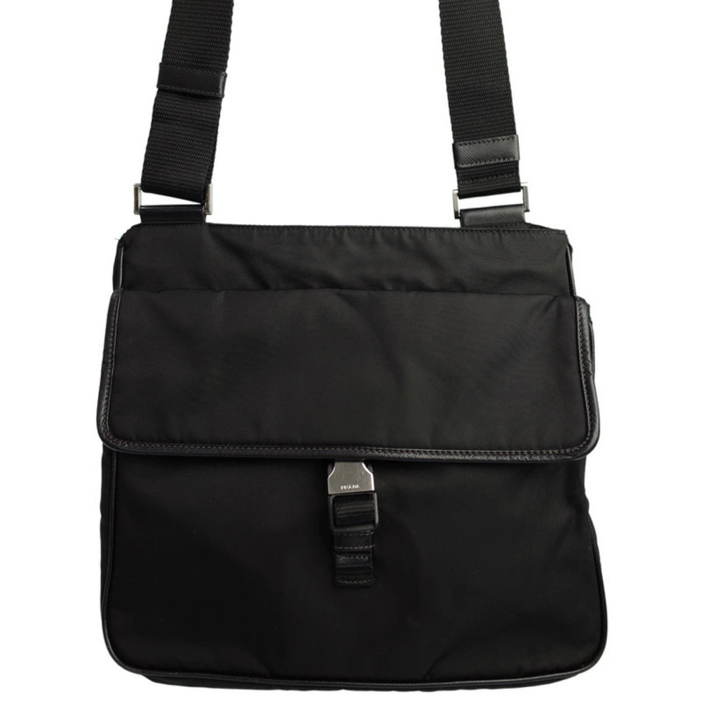 Prada Tessuto Messenger Bag black Saffiano leather